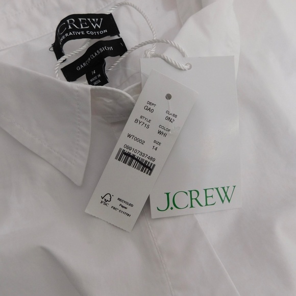 NWT!! J. CREW Garçon Classic Shirt Cotton Poplin Garcon Buttondown Size 14 - Picture 14 of 16